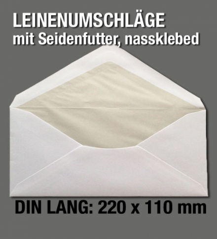 Weiße Leinenumschläge, DIN lang