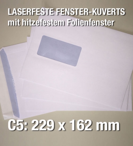 Umschläge mit Fenster für Laserdrucker 229 x 162 mm, C5
